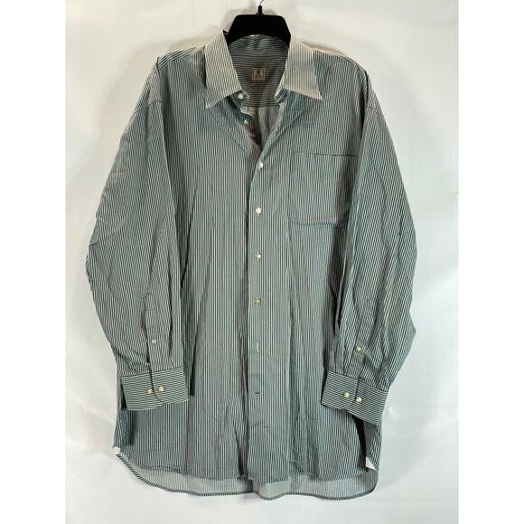PETER MILLAR Men's Green/Brown Striped Vintage Button-Up Long Sleeve Shirt SZ XL